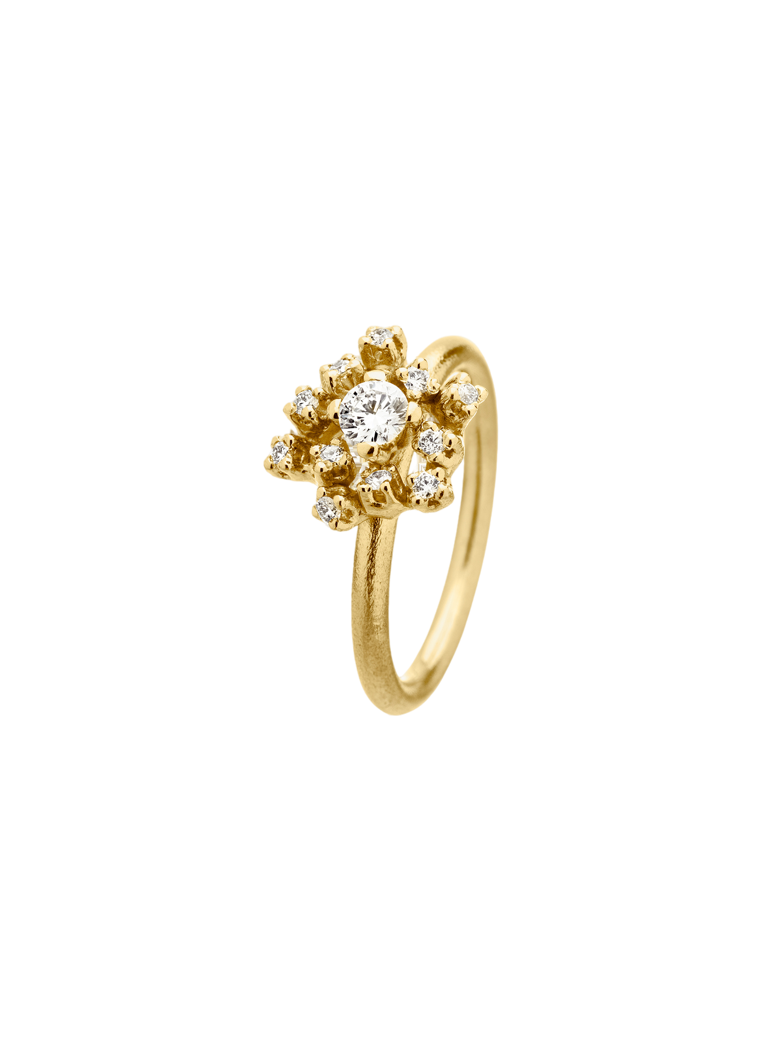 Frosty halo ring ring in 18k yellow gold with 0,36ct diamond